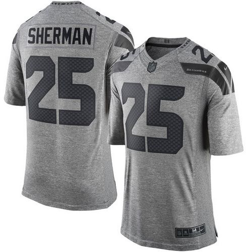 Nike Seahawks #25 Richard Sherman Gray Men's Stitched NFL Limited Gridiron Gray Jersey